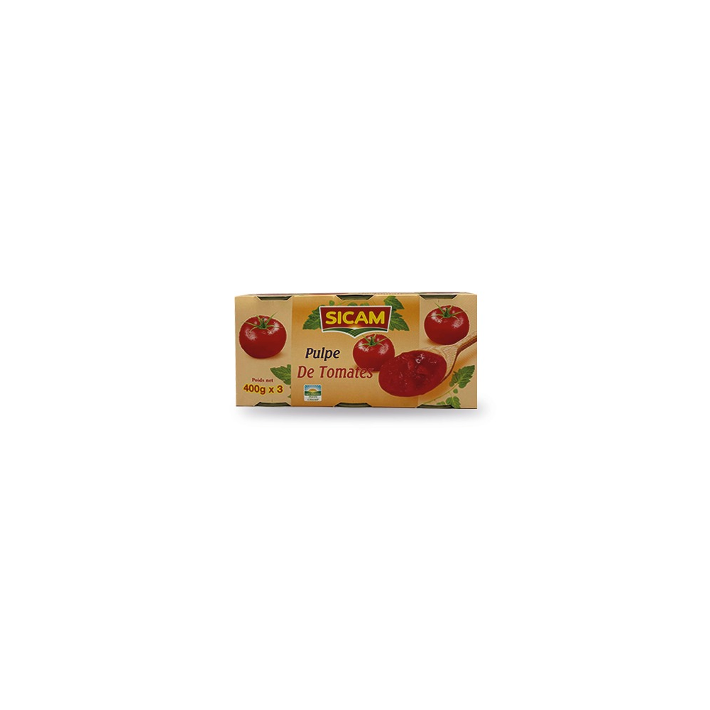 grossiste Lot de 3 pulpe de tomates sicam(400g*3)