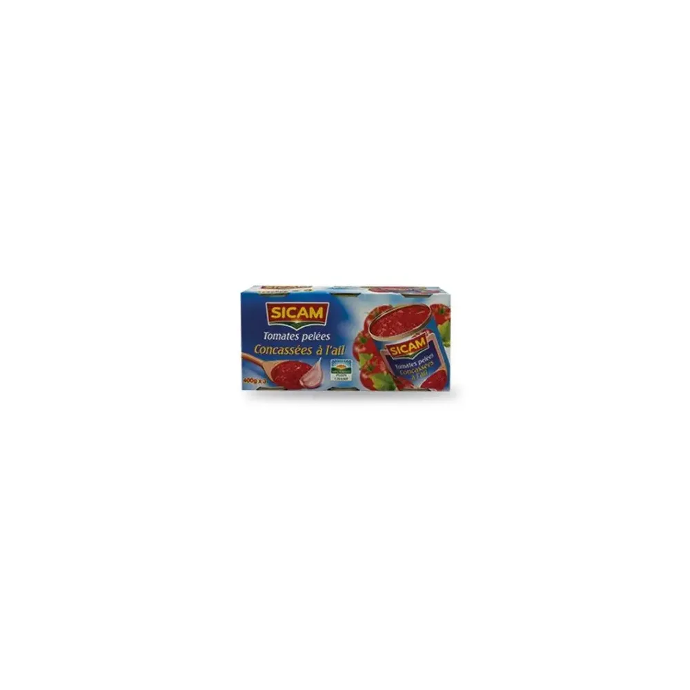 grossiste Lot de 3 Tomates pelées à l'ail (400g*3)