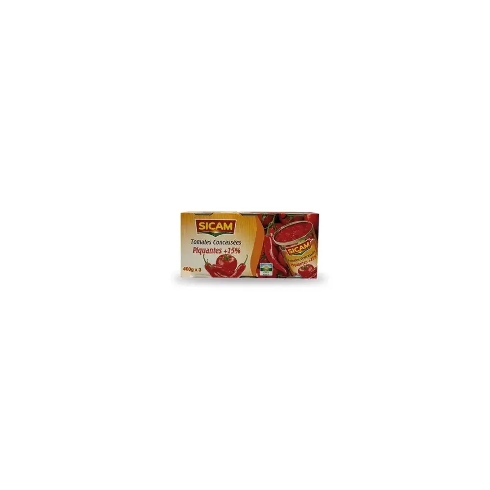 grossiste Lot de 3 Tomate Concassées Au piments (400g*3)
